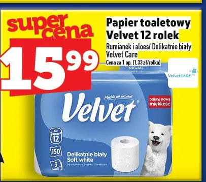 Papier toaletowy Velvet Care promocja w TOPAZ