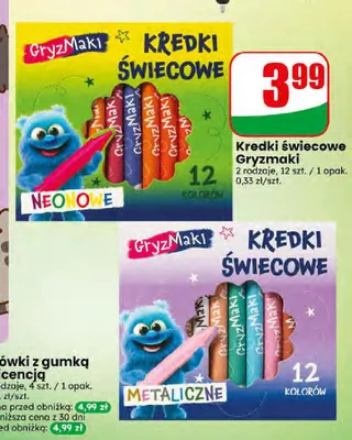 Kredki świecowe neonowe Gryzmaki promocja w Dino