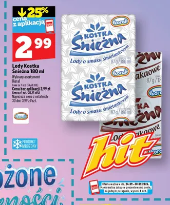 Lody Kostka Śnieżna kakaowa promocja w TOPAZ