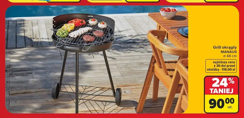 Grill okrągły Manaus promocja w Carrefour