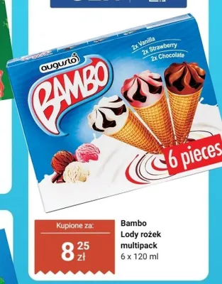 Lody rożek Bambo 6-pak promocja w Dino