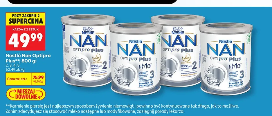 Mleko modyfikowane Nestlé Nan Optipro Plus 5 promocja w Biedronka