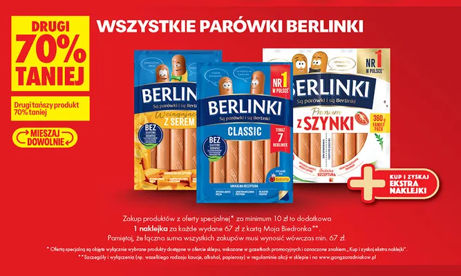 Parówki Berlinki Classic promocja w Biedronka