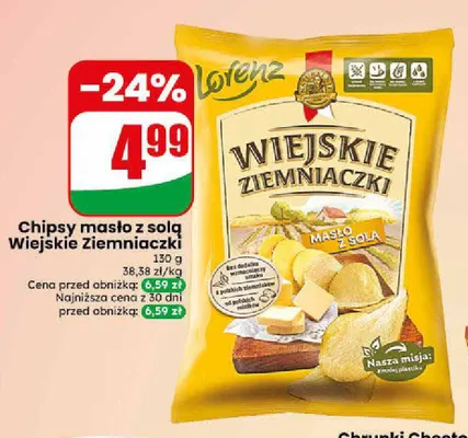 Chipsy masło z solą Wiejskie Ziemniaczki Lorenz promocja w Dino