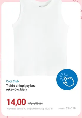 T-shirt chłopięcy bez rękawów Cool Club biały promocja w Smyk