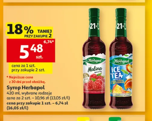 Syrop Herbapol Ice Tea z brzoskwinią promocja w Auchan