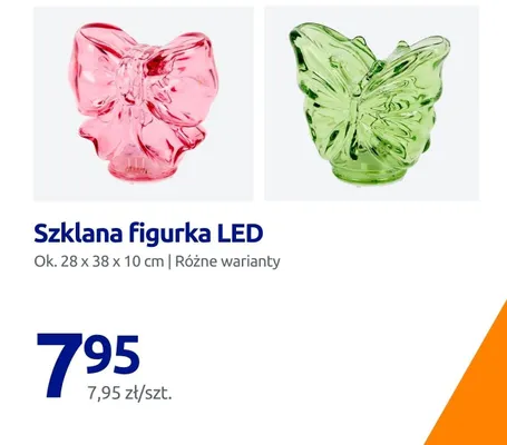 Szklana figurka LED kokarda różowa promocja w Action