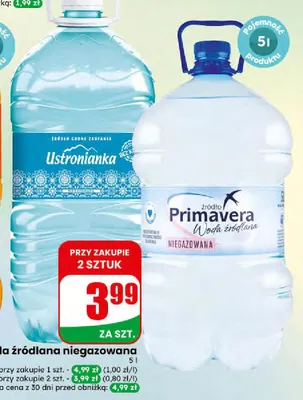 Woda źródlana niegazowana Primavera promocja w Dino