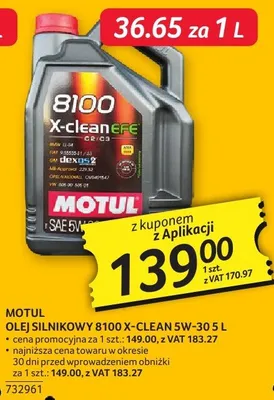 Olej silnikowy MOTUL 8100 X-CLEAN 5W-30 5L promocja w Selgros