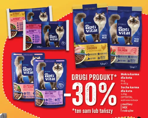 Sucha karma dla kota OPTIVITAL wybrane rodzaje promocja w Intermarche