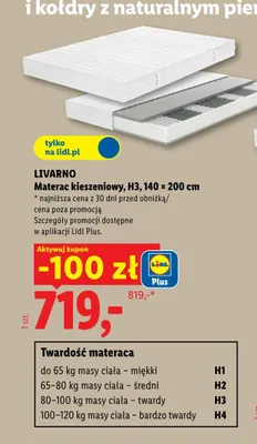 Materac kieszeniowy H3 140x200 cm Livarno promocja w Lidl