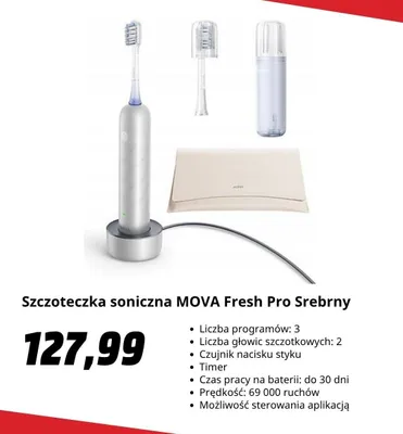 Szczoteczka soniczna MOVA Fresh Pro Srebrny promocja w Media Markt