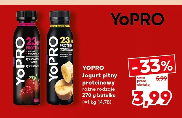 Jogurt pitny proteinowy smak bananowy YoPRO promocja w Kaufland