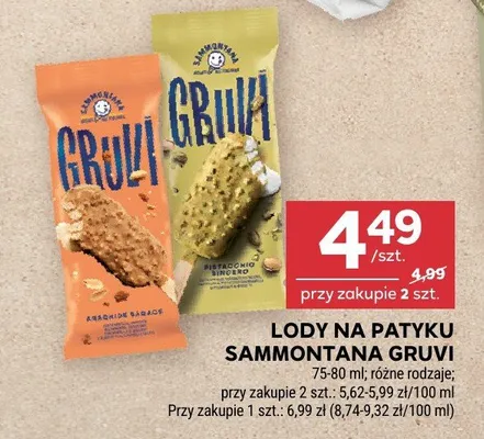 Lody na patyku Sammontana Gruvi promocja w Stokrotka