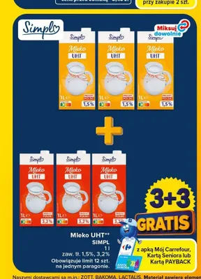 Mleko UHT 1,5% Simpl promocja w Carrefour