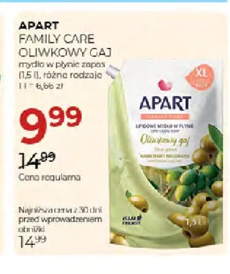 Mydło w płynie zapas Apart Family Care Oliwkowy Gaj promocja w Drogerie Jawa