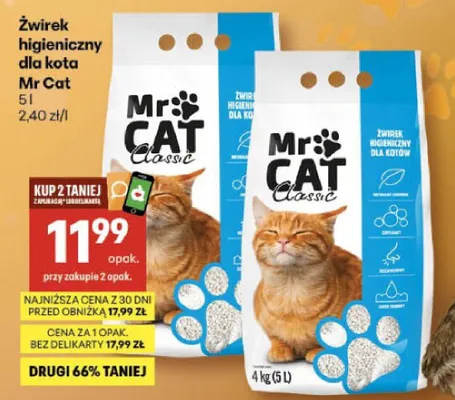 Żwirek higieniczny dla kota Mr Cat Classic promocja w Delikatesy Centrum