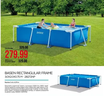 Basen RECTANGULAR FRAME INTEX 3.0x2.0x0.75m 28272NP promocja w Abra Meble