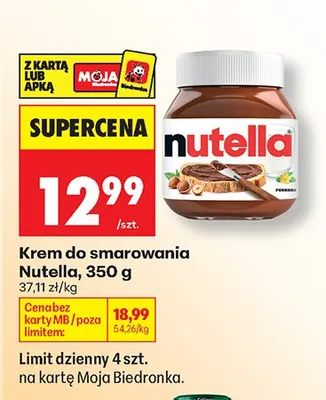 Krem do smarowania Nutella promocja w Biedronka
