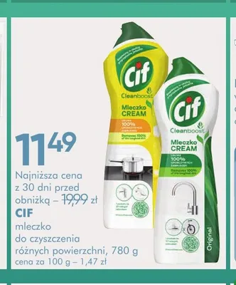 Mleczko do czyszczenia Cif Cleanboost Cream promocja w Super-Pharm