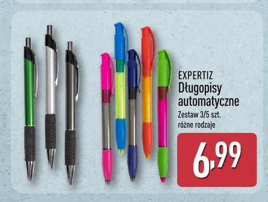 Długopisy automatyczne Expertiz 5-pak promocja w Aldi