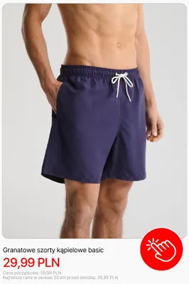 Granatowe szorty kąpielowe basic Cropp promocja w Cropp