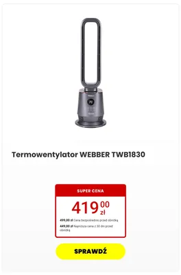 Termowentylator WEBBER TWB1830 promocja w Media Expert