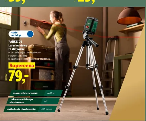 Laser krzyżowy ze statywem Parkside promocja w Lidl