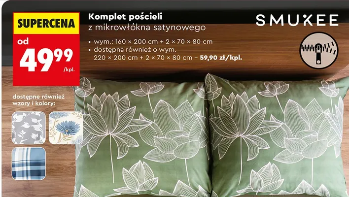 Komplet pościeli z mikrowłókna satynowego promocja w Biedronka