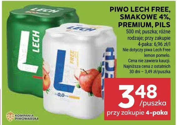 Piwo Lech Free smakowe 4% promocja w Stokrotka