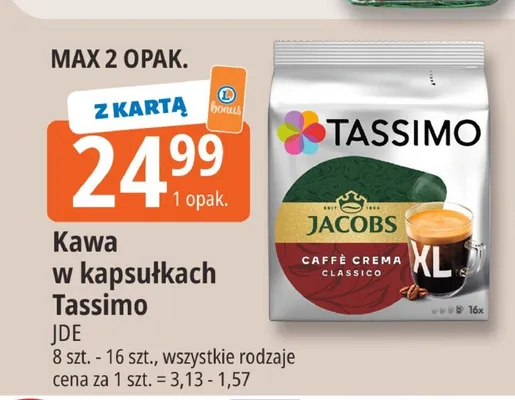 Kawa w kapsułkach Tassimo Jacobs promocja w Leclerc