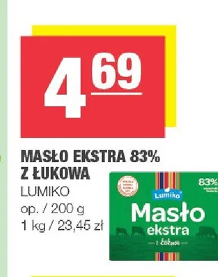Masło ekstra 83% z Łukowa Lumiko promocja w SPAR