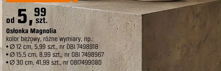 Osłonka Magnolia kolor beżowy, różne wymiary promocja w OBI