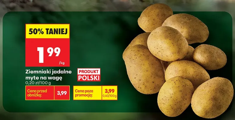 Ziemniaki jadalne myte na wagę polskie promocja w Biedronka