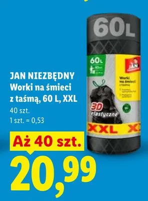 Worki na śmieci z taśmą, 60l, XXL promocja w Lidl
