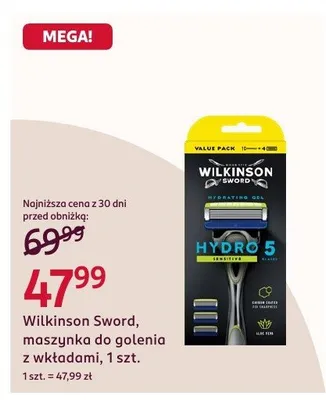 Maszynka do golenia z wkładami Wilkinson Sword Hydro 5 1szt promocja w Rossmann