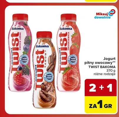 Jogurt pitny Twist owoce leśne promocja w Carrefour Market