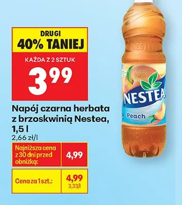 Napój czarna herbata z brzoskwinią Nestea 1,5l promocja w Biedronka