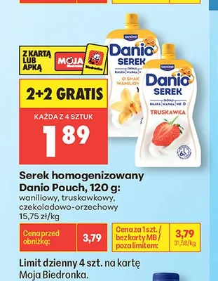 Serek homogenizowany Danio Pouch czekoladowo-orzechowy promocja w Biedronka
