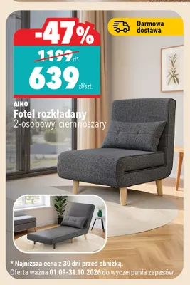 Fotel rozkładany 2-osobowy Aiho promocja w Biedronka Home