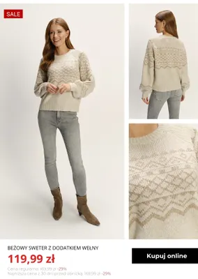 Beżowy sweter z dodatkiem wełny Greenpoint promocja w Greenpoint