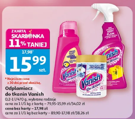 Odplamiacz do tkanin Vanish Oxi Action promocja w Auchan