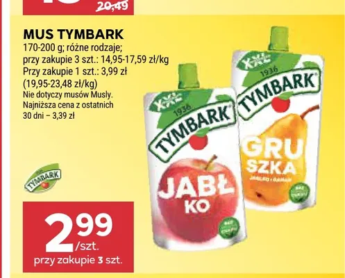 Mus Tymbark jabłko promocja w Stokrotka