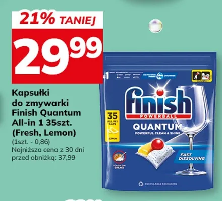 Kapsułki do zmywarki Finish Quantum All-in-1 Lemon promocja w Hitpol