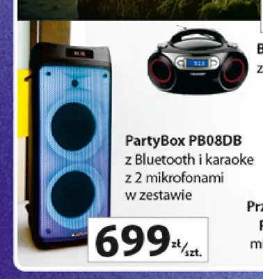 PartyBox Blaupunkt PB08DB z Bluetooth i karaoke z 2 mikrofonami w zestawie promocja w Auchan