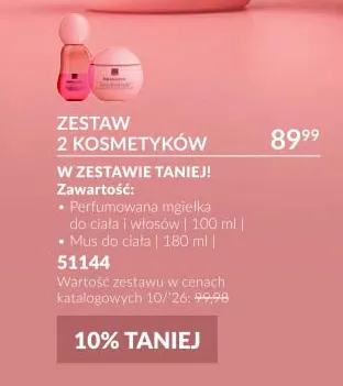 Zestaw perfumowana mgiełka do ciała i włosów + mus do ciała Avon promocja w AVON