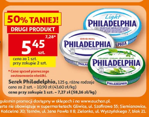 Serek kanapkowy z ziołami Philadelphia promocja w Auchan