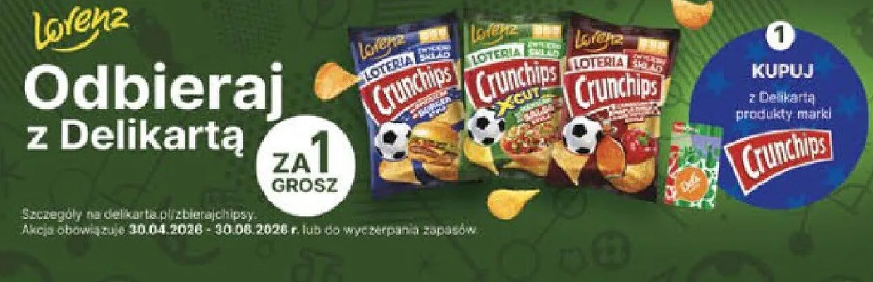 Chipsy Crunchips Lorenz promocja w Delikatesy Centrum