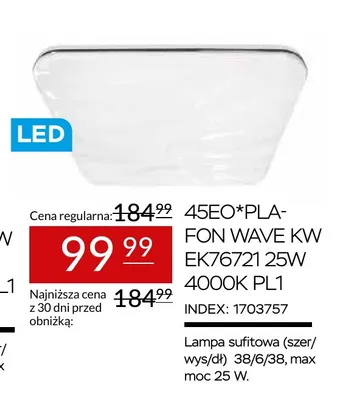 Plafon Wave Kw EK76721 4000K promocja w Abra Meble