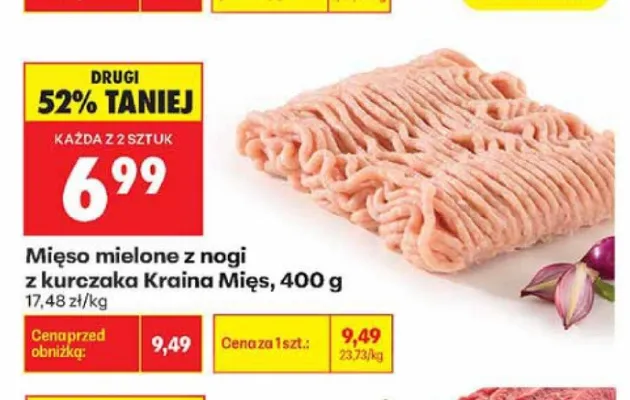 Mięso mielone z nogi z kurczaka Kraina Mięs promocja w Biedronka